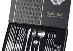 24 Piece Stainless Steel Cutlery Set – Black & Gold / Silver