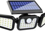 3 Heads 74 LED Solar Security Wall Lights Outdoor Garden Lamp